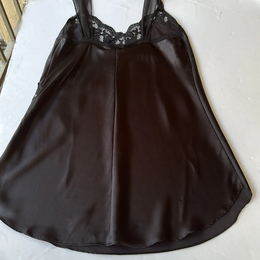 Vintage 80’s Embellished Black Lace Mini Slip Dress Goth Whimsical Fairy Medium - Picture 5 of 17